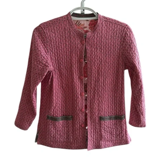 Quilted Reversible Jacket Pink Print M - Picture 2 of 5